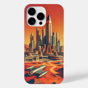 Futuristic Martian City Mid-Century Modern Design iPhone 14 Pro Max Case