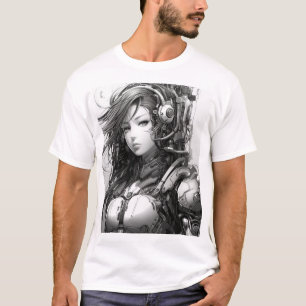 Futuristic Mecha Asian Female T-Shirt by Masamune