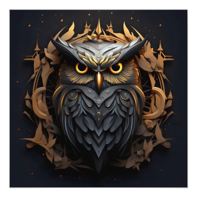 Futuristic Mechanical Owl Photo Print (Front)
