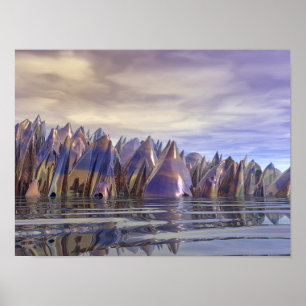 Futuristic Metallic Landscape Poster