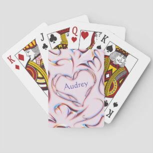 Futuristic Metallic Pink Cute Heart Colourful  Playing Cards
