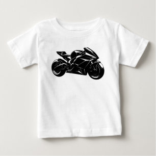 Futuristic Motorcycle Black White Vector Baby T-Shirt