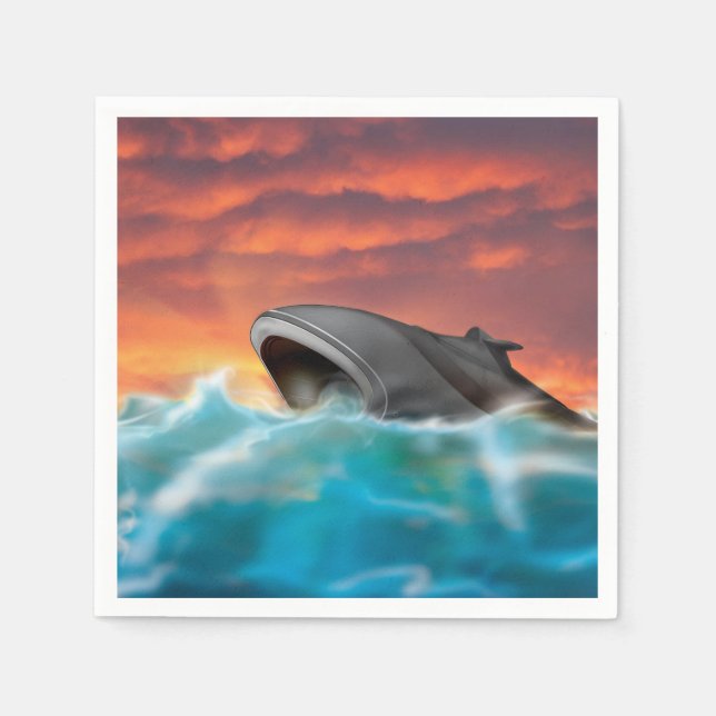 Futuristic Navy Submarine Illustration. Napkin (Front)