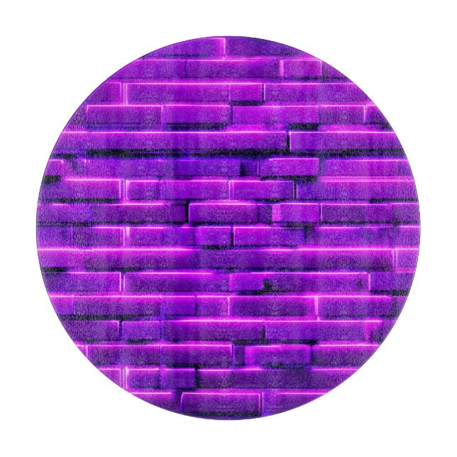 Futuristic Neon Brick Wall Design Cutting Board (Front)