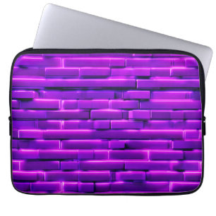 Futuristic Neon Brick Wall Design Laptop Sleeve