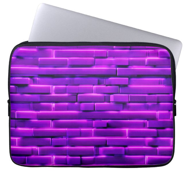 Futuristic Neon Brick Wall Design Laptop Sleeve (Front)