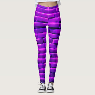 Futuristic Neon Brick Wall Design Leggings