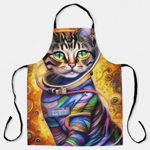 Futuristic Neon Cat Apron