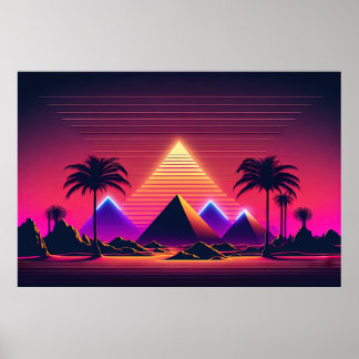 Futuristic Neon Dreams of the Pharaohs Poster