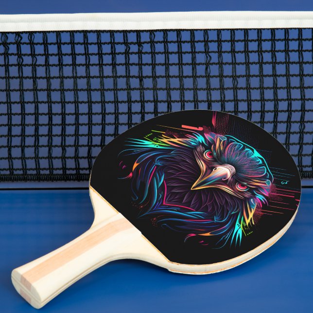 Futuristic Neon Eagle Artistic Ping Pong Paddle (Insitu)