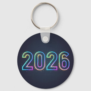 Futuristic Neon Glow 2026 Double-Sided Key Ring
