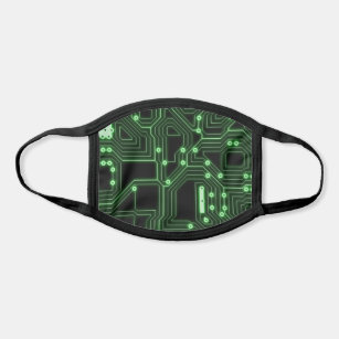 Futuristic Neon Green Circuit Board   Custom Face Mask
