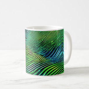 Futuristic Neon Green Stripes  Coffee Mug