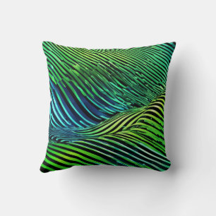 Futuristic Neon Green Stripes  Cushion