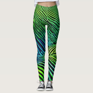 Futuristic Neon Green Stripes  Leggings
