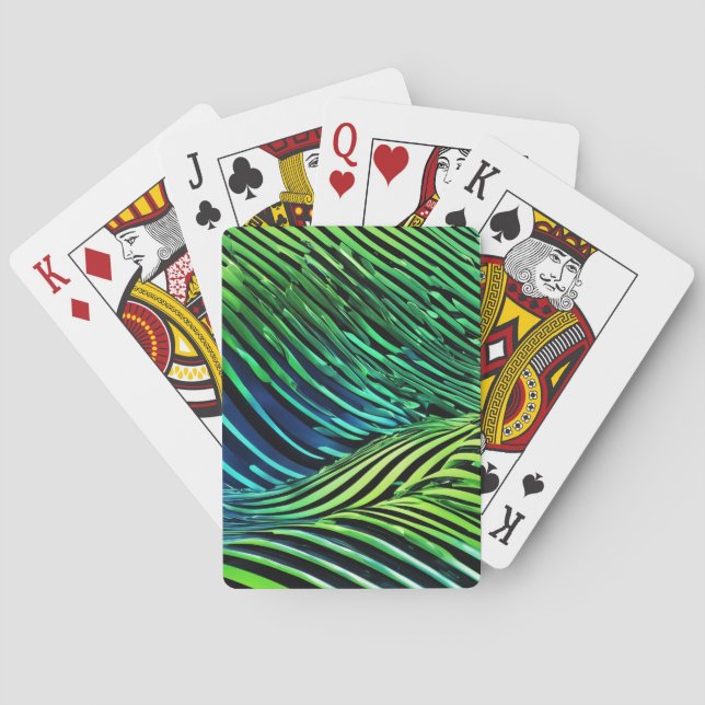 Futuristic Neon Green Stripes  Playing Cards (Back)