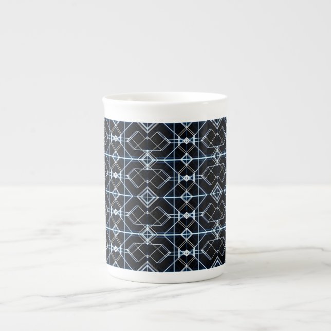 Futuristic Neon Grid Pattern Bone China Mug (Front)