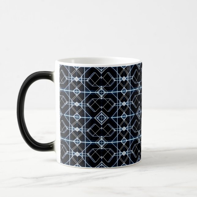 Futuristic Neon Grid Pattern Magic Mug (Left)