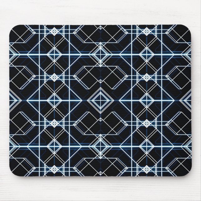 Futuristic Neon Grid Pattern Mouse Mat (Front)