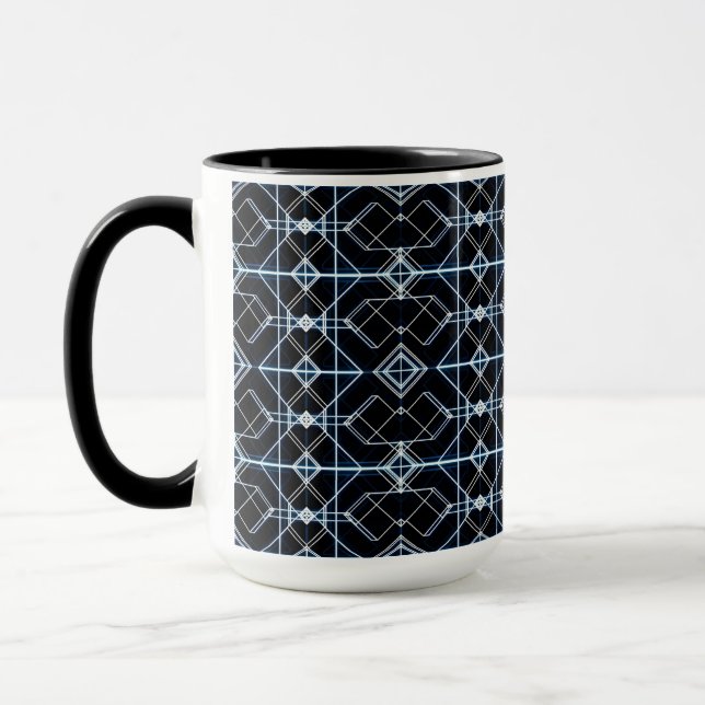 Futuristic Neon Grid Pattern Mug (Left)