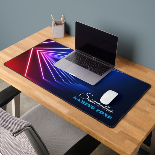 Futuristic Neon light Room With Led Lights Desk Ma Desk Mat (Office 2)