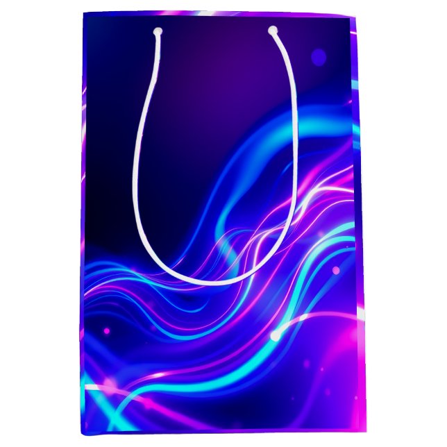 Futuristic Neon Liquid Waves – Electric Energy Flo Medium Gift Bag (Front)