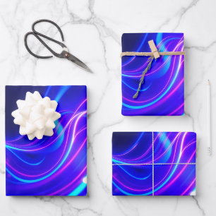Futuristic Neon Liquid Waves – Electric Energy Flo Wrapping Paper Sheet