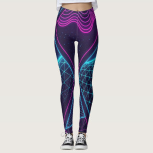 Futuristic Neon Waves Seamless Pattern for  Leggings