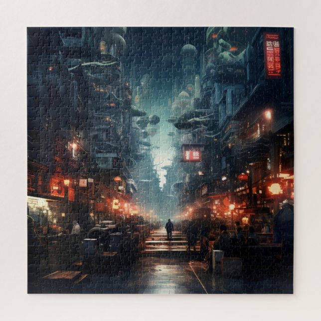 Futuristic Night City Cyberpunk Jigsaw Puzzle (Vertical)