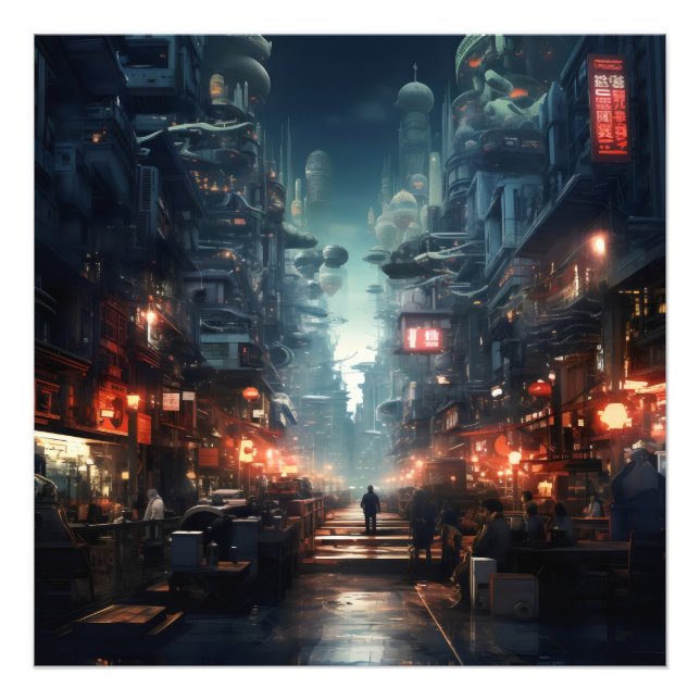 Futuristic Night City Cyberpunk Photo Print (Front)