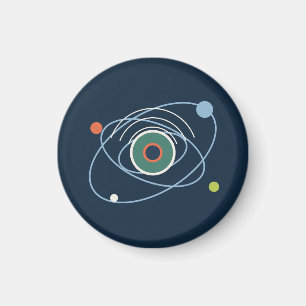 Futuristic Orbits in Cool Blue and Jade Magnet