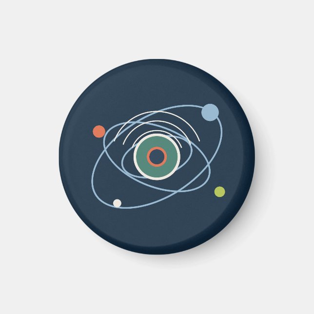 Futuristic Orbits in Cool Blue and Jade Magnet (Front)
