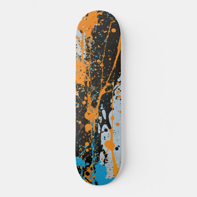 Futuristic paint splatter, panther black, look, cr skateboard (Front)