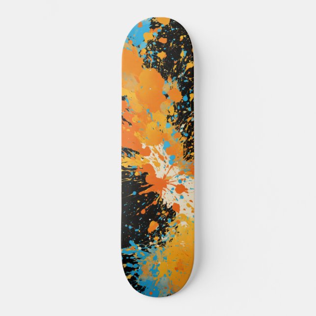 Futuristic paint splatter, panther black, look, cr skateboard (Front)