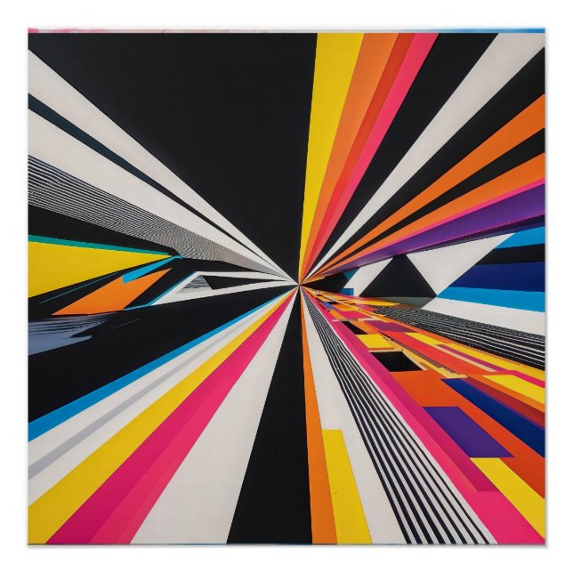 Futuristic Perspective Optical Illusion Colourful Poster (Front)