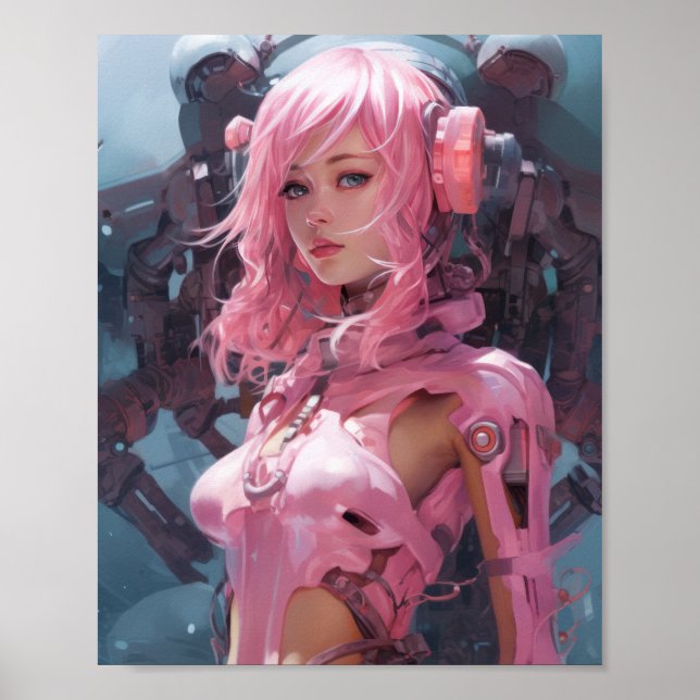 Futuristic Pink Mech Poster - Unveiling the Enigma (Front)