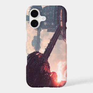 Futuristic platforms in the clouds at twilight