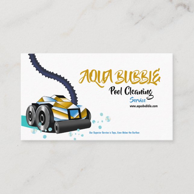 Futuristic Pool Cleaning Robot Business Card (Front)