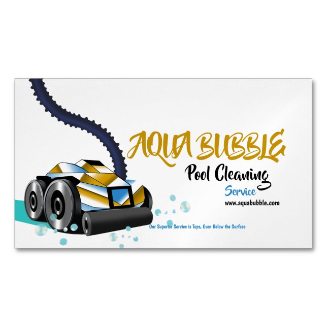 Futuristic Pool Cleaning Robot Magnetic Business Card (Front)