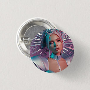 Futuristic queen 3 cm round badge