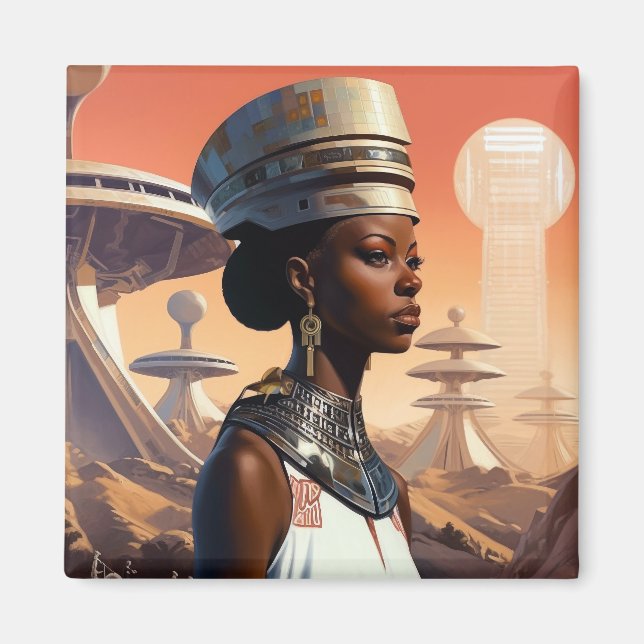 Futuristic Queen Afrofuturistic Science Fiction Magnet (Front)