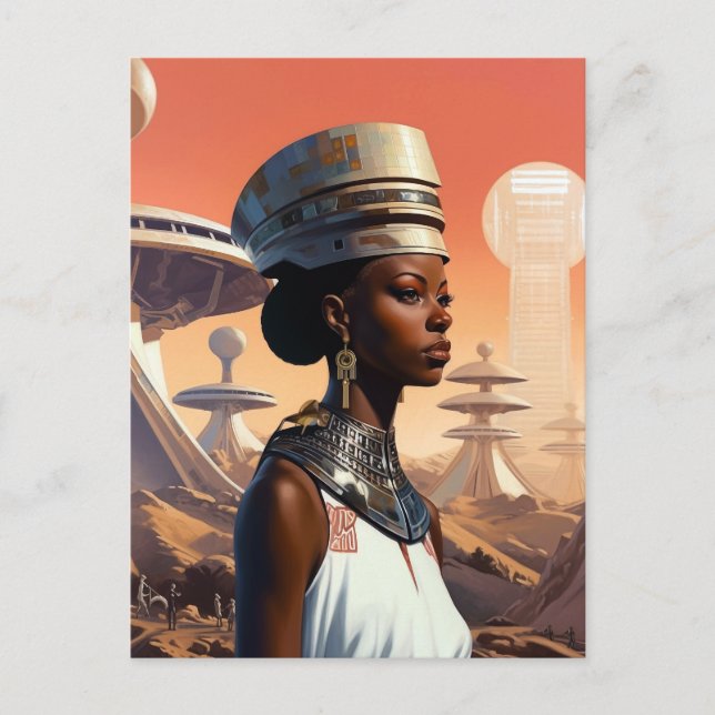 Futuristic Queen Afrofuturistic Science Fiction Postcard (Front)