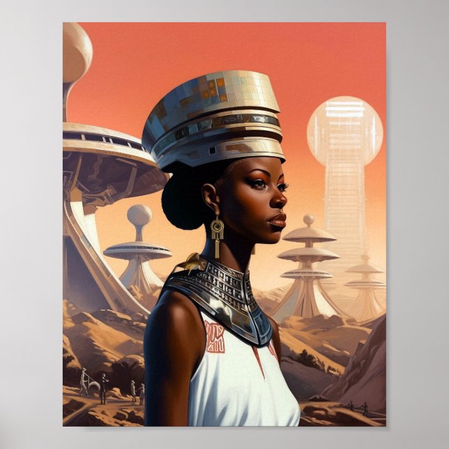 Futuristic Queen Afrofuturistic Science Fiction Poster (Front)