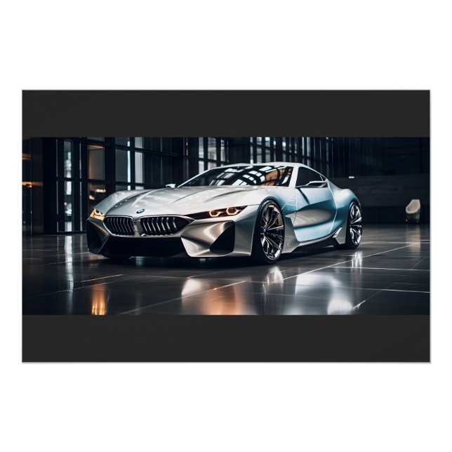 Futuristic Race Car Aluminium Poster - High-Qualit (Front)