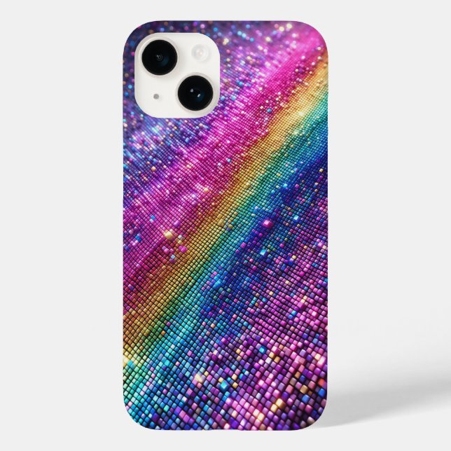 Futuristic Rainbow Pixel Sparkle Gradient Luxury M Case-Mate iPhone Case (Back)