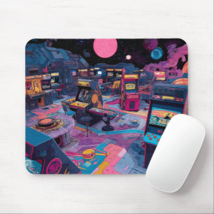 Futuristic Retro Arcade in Outer Space Mouse Mat