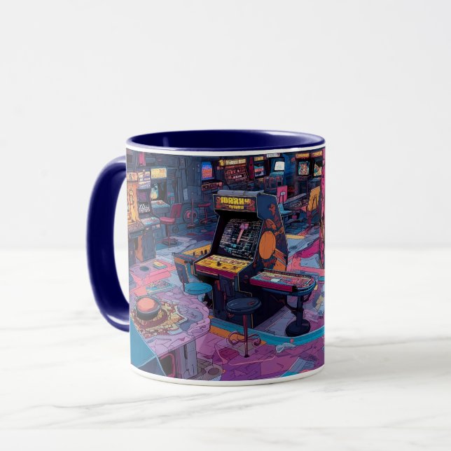 Futuristic Retro Arcade in Outer Space Mug (Front Left)