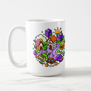 Futuristic Ride: Psychedelic Car Journey Coffee Mug