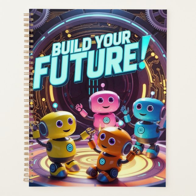 Futuristic Robot and Astronaut Children Planner (Front)