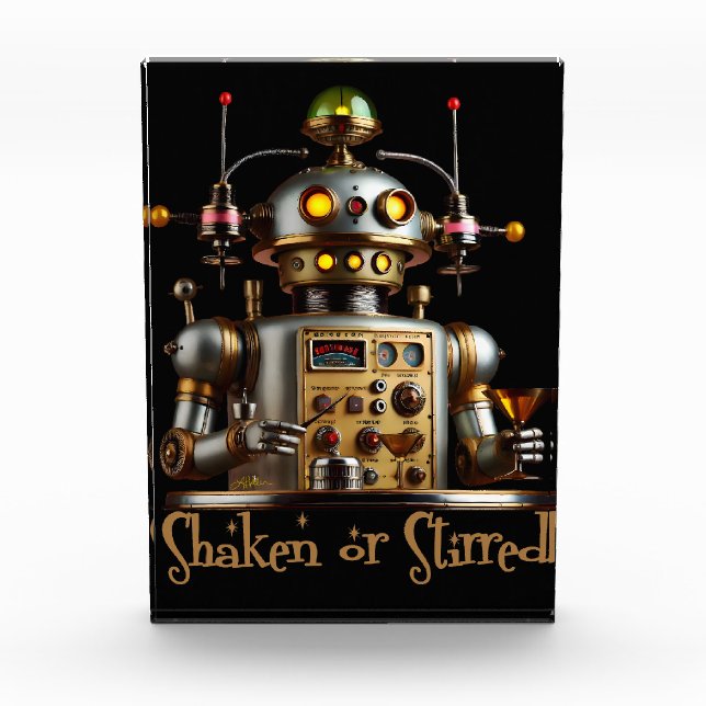 Futuristic Robot Bartender "Shaken or Stirred" Photo Block (Front)